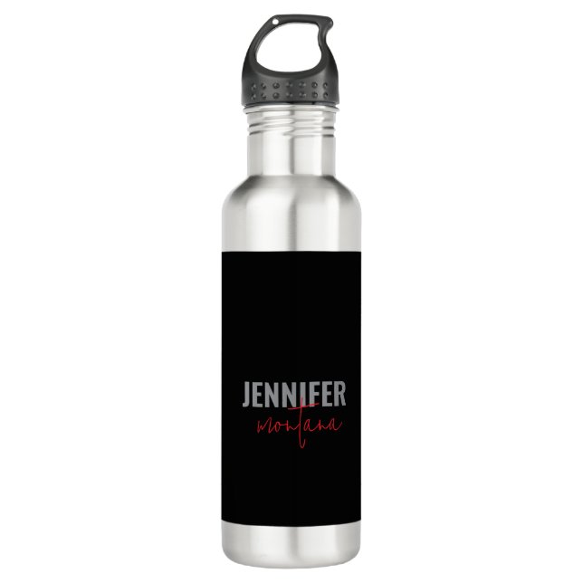 Calligraphy Elegant Plain Add Own Name 710 Ml Water Bottle (Front)
