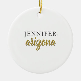 Calligraphy Elegant Plain Add Own Name Ceramic Tree Decoration