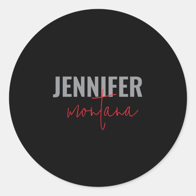 Calligraphy Elegant Plain Add Own Name Classic Round Sticker (Front)