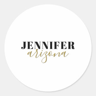 Calligraphy Elegant Plain Add Own Name Classic Round Sticker