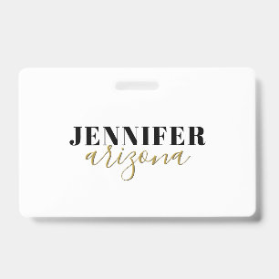 Calligraphy Elegant Plain Add Own Name ID Badge