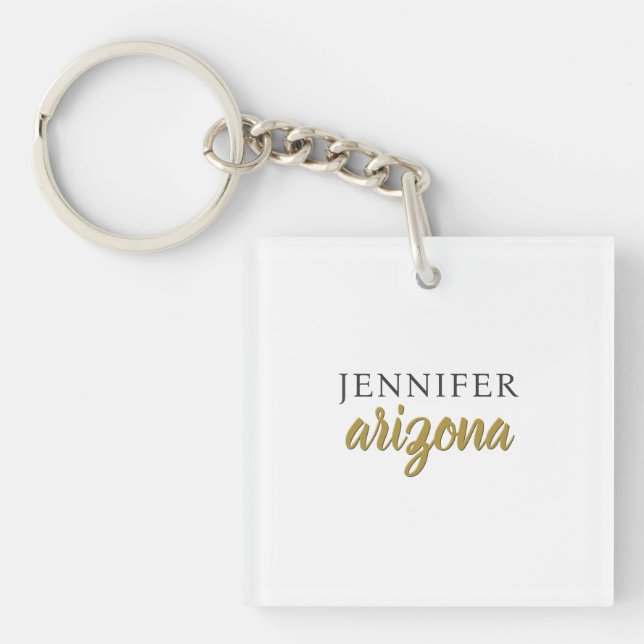 Calligraphy Elegant Plain Add Own Name Key Ring (Front)