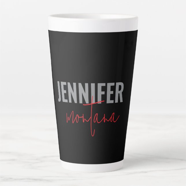Calligraphy Elegant Plain Add Own Name Latte Mug (Front)