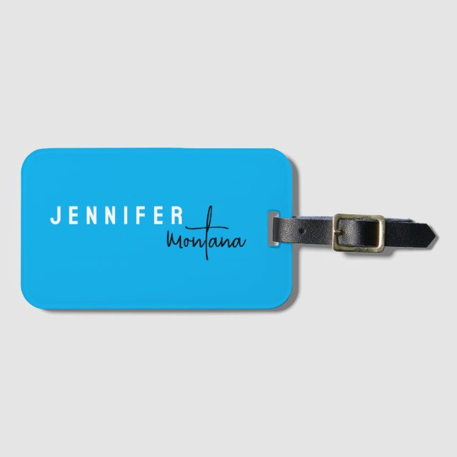Calligraphy Elegant Plain Add Own Name Luggage Tag (Front Horizontal)