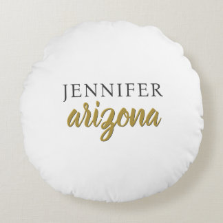Calligraphy Elegant Plain Add Own Name Round Cushion