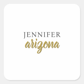 Calligraphy Elegant Plain Add Own Name Square Sticker