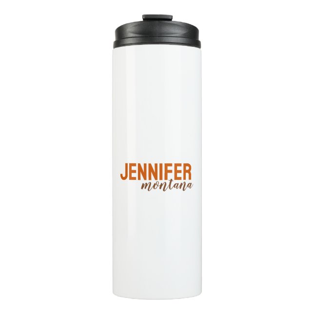 Calligraphy Elegant Plain Add Own Name Thermal Tumbler (Front)