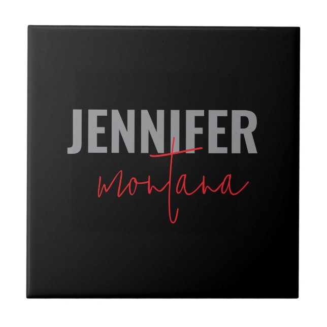 Calligraphy Elegant Plain Add Own Name Tile (Front)