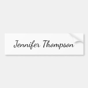 Calligraphy Elegant Plain Simple Name Bumper Sticker