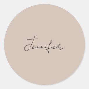 Calligraphy Elegant Plain Simple Name Classic Round Sticker