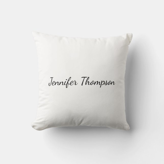 Calligraphy Elegant Plain Simple Name Cushion (Front)