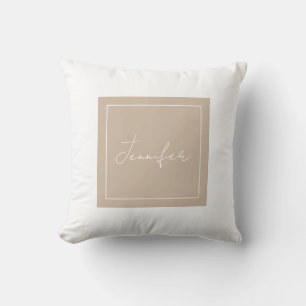 Calligraphy Elegant Plain Simple Name Cushion