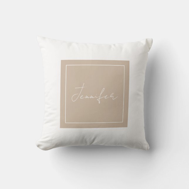Calligraphy Elegant Plain Simple Name Cushion (Front)