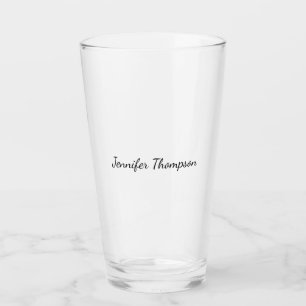 Calligraphy Elegant Plain Simple Name Glass