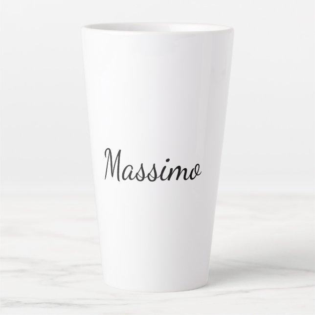 Calligraphy Elegant Plain Simple Name Latte Mug (Front)