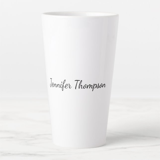 Calligraphy Elegant Plain Simple Name Latte Mug (Front)