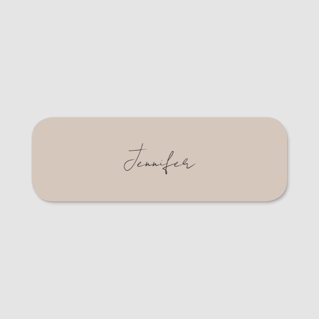 Calligraphy Elegant Plain Simple Name Tag (Front)