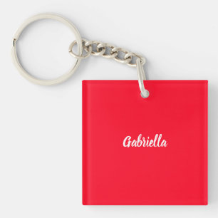 Calligraphy Elegant Red White Plain Simple Name Key Ring