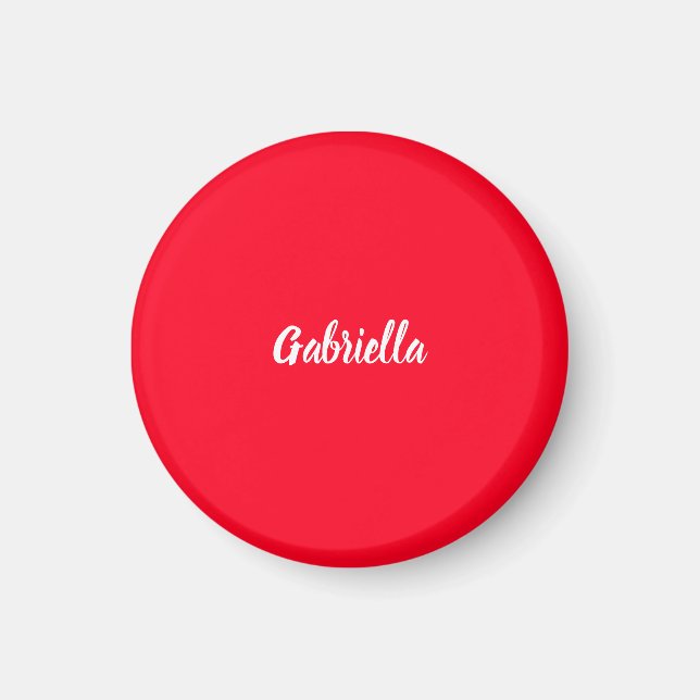 Calligraphy Elegant Red White Plain Simple Name Magnet (Front)