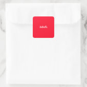 Calligraphy Elegant Red White Plain Simple Name Square Sticker (Bag)