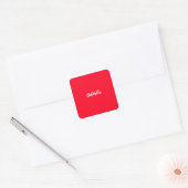 Calligraphy Elegant Red White Plain Simple Name Square Sticker (Envelope)