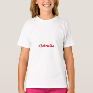 Calligraphy Elegant Red White Plain Simple Name T-Shirt