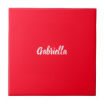 Calligraphy Elegant Red White Plain Simple Name Tile<br><div class="desc">Looking for a beautiful calligraphy with an aesthetic handwriting? This simple,  eye-catching design is for you. This product immediately impresses those who see it. The fine and tasteful design will immediately reflect the quality of your relationship and family.</div>