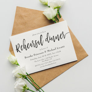 Calligraphy Elegant Rehearsal Dinner Invitation