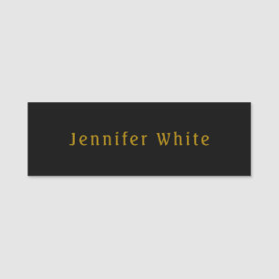 Calligraphy Elegant Retro Gold & Black Name Tag