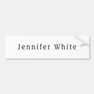 Calligraphy Elegant Retro Grey White Name Bumper Sticker