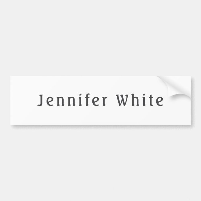 Calligraphy Elegant Retro Grey White Name Bumper Sticker (Front)