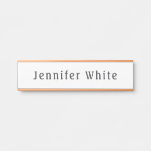 Calligraphy Elegant Retro Grey White Name Door Sign