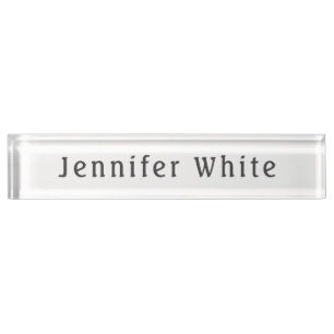 Calligraphy Elegant Retro Grey White Name Nameplate
