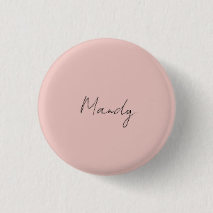 Calligraphy Elegant Rose Gold Plain Simple Name 3 Cm Round Badge