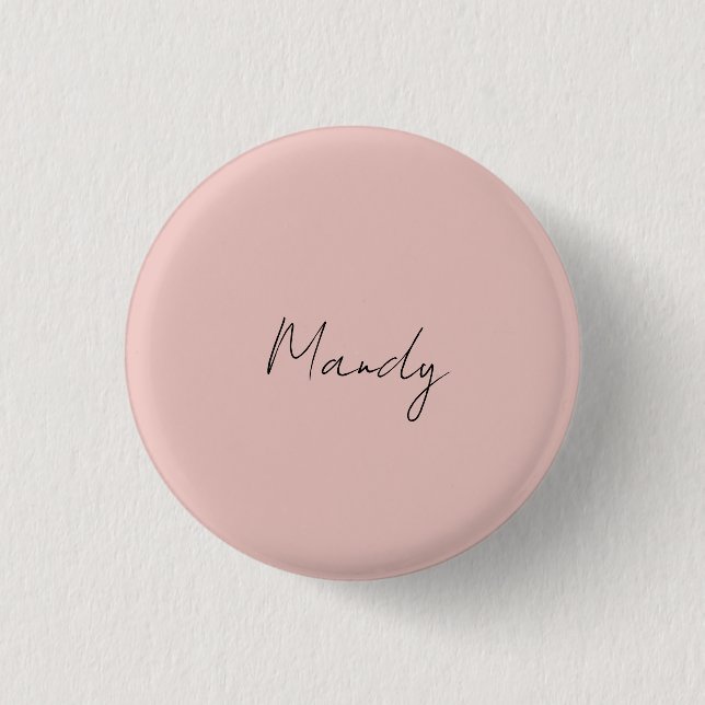 Calligraphy Elegant Rose Gold Plain Simple Name 3 Cm Round Badge (Front)