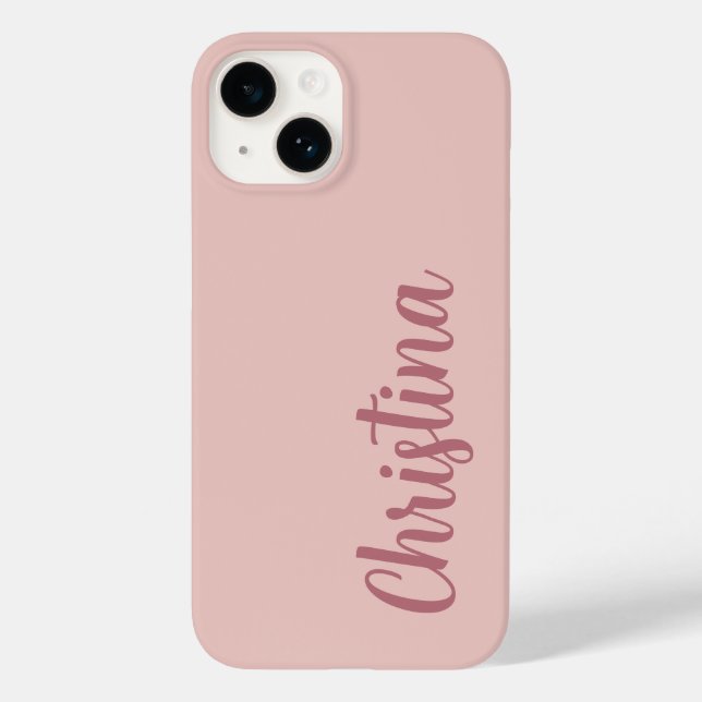 Calligraphy Elegant Rose Gold Plain Simple Name Case-Mate iPhone Case (Back)