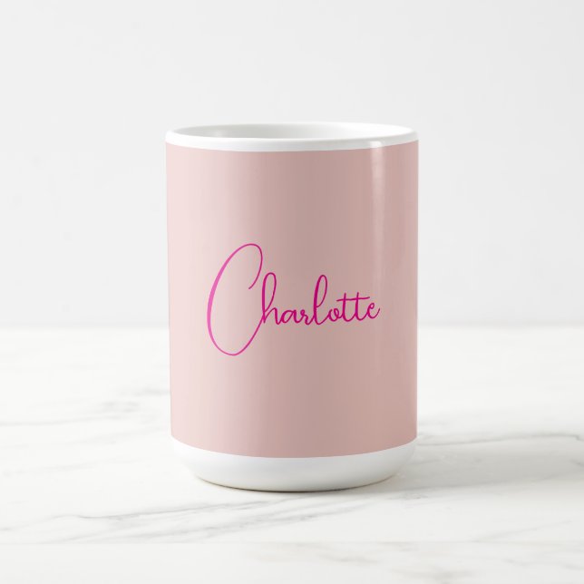 Calligraphy Elegant Rose Gold Plain Simple Name Coffee Mug (Center)