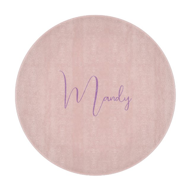 Calligraphy Elegant Rose Gold Plain Simple Name Cutting Board (Front)