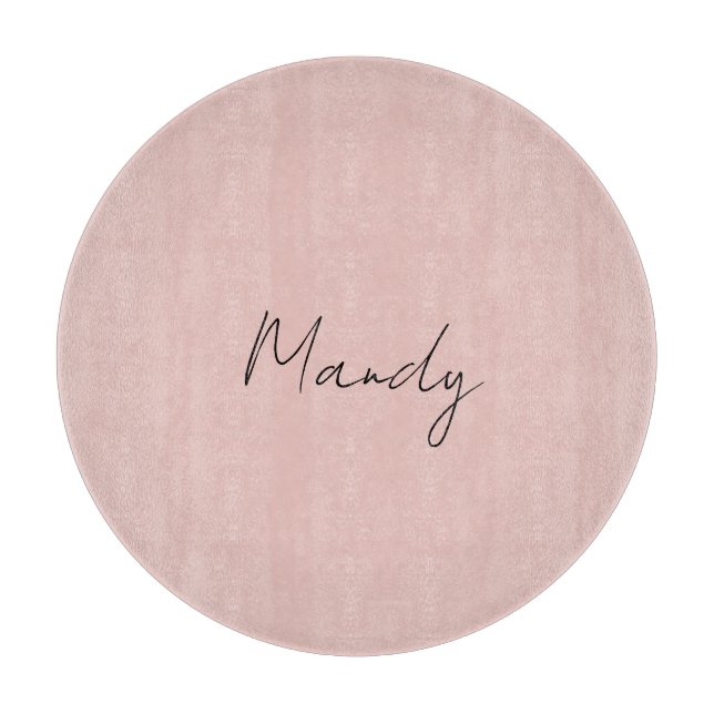 Calligraphy Elegant Rose Gold Plain Simple Name Cutting Board (Front)