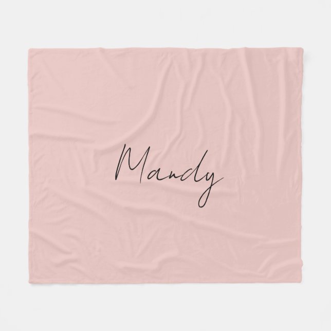 Calligraphy Elegant Rose Gold Plain Simple Name Fleece Blanket (Front (Horizontal))
