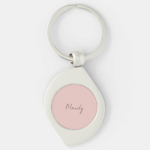 Calligraphy Elegant Rose Gold Plain Simple Name Key Ring