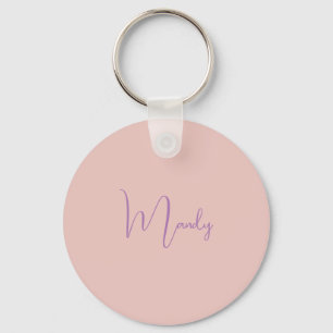 Calligraphy Elegant Rose Gold Plain Simple Name Key Ring