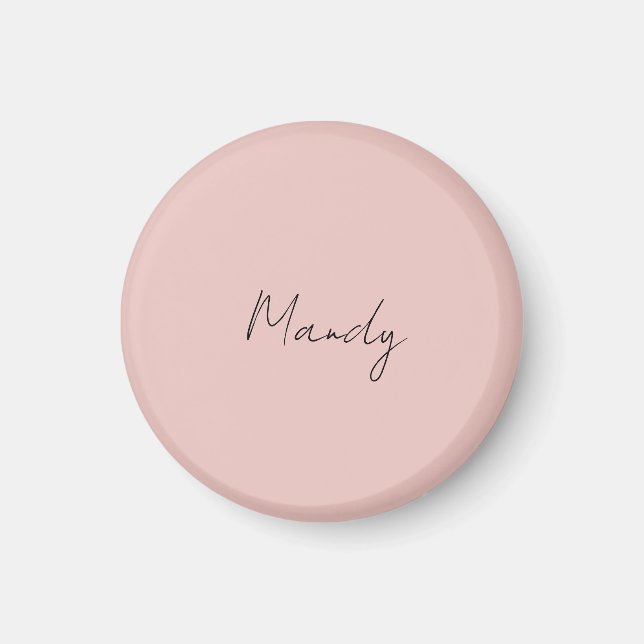 Calligraphy Elegant Rose Gold Plain Simple Name Magnet (Front)
