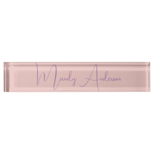Calligraphy Elegant Rose Gold Plain Simple Name Nameplate (Front)