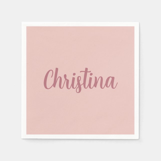 Calligraphy Elegant Rose Gold Plain Simple Name Napkin (Front)