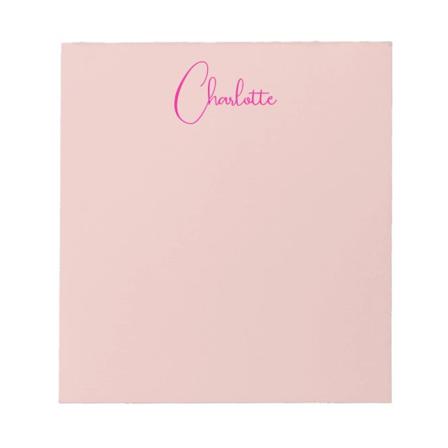 Calligraphy Elegant Rose Gold Plain Simple Name Notepad (Front)