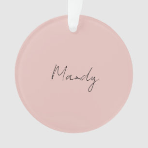 Calligraphy Elegant Rose Gold Plain Simple Name Ornament