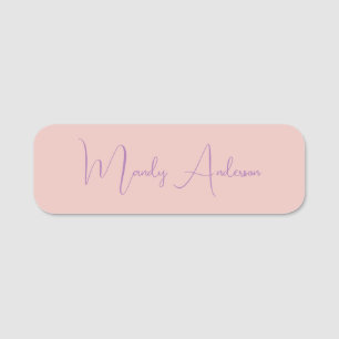 Calligraphy Elegant Rose Gold Plain Simple Name Tag