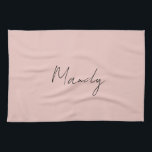 Calligraphy Elegant Rose Gold Plain Simple Name Tea Towel<br><div class="desc">Looking for a beautiful calligraphy with an aesthetic handwriting? This simple,  eye-catching design is for you. This product immediately impresses those who see it. The fine and tasteful design will immediately reflect the quality of your relationship and family.</div>