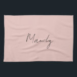 Calligraphy Elegant Rose Gold Plain Simple Name Tea Towel<br><div class="desc">Looking for a beautiful calligraphy with an aesthetic handwriting? This simple,  eye-catching design is for you. This product immediately impresses those who see it. The fine and tasteful design will immediately reflect the quality of your relationship and family.</div>